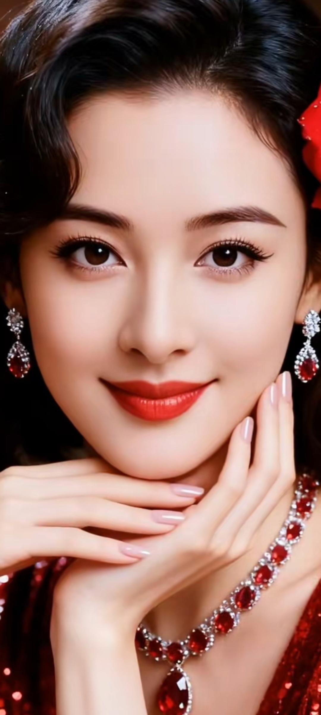 优雅红唇，闪耀珠宝，气质女神！💄✨💎