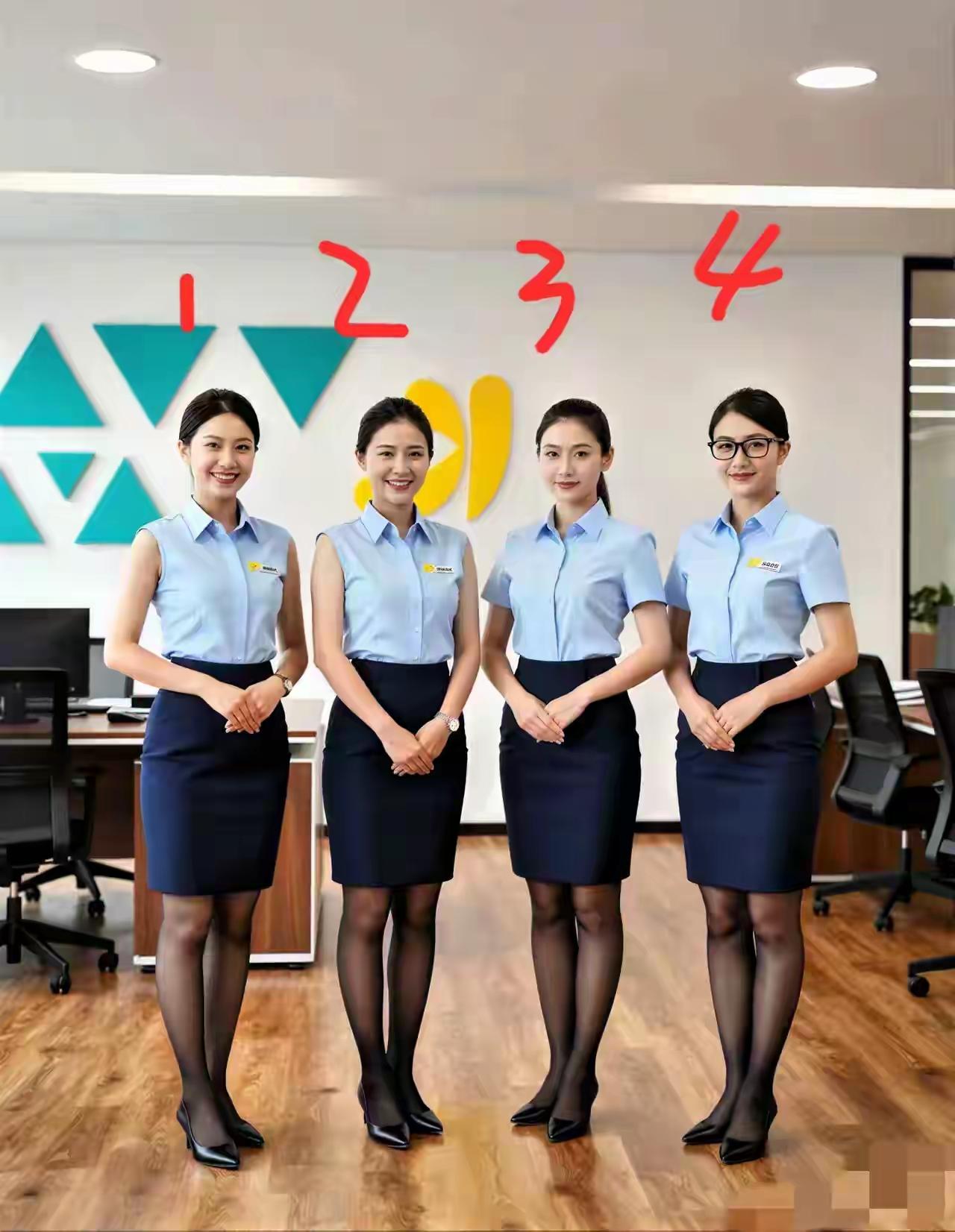 四位清纯的大美女，1号美丽大方，2号如诗如画，3号优雅端庄，4号美丽动人，不要彩