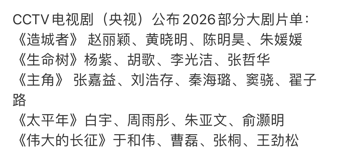 CCTV大剧片单，真的都是大剧了。这些阵容感觉必爆 ​​​