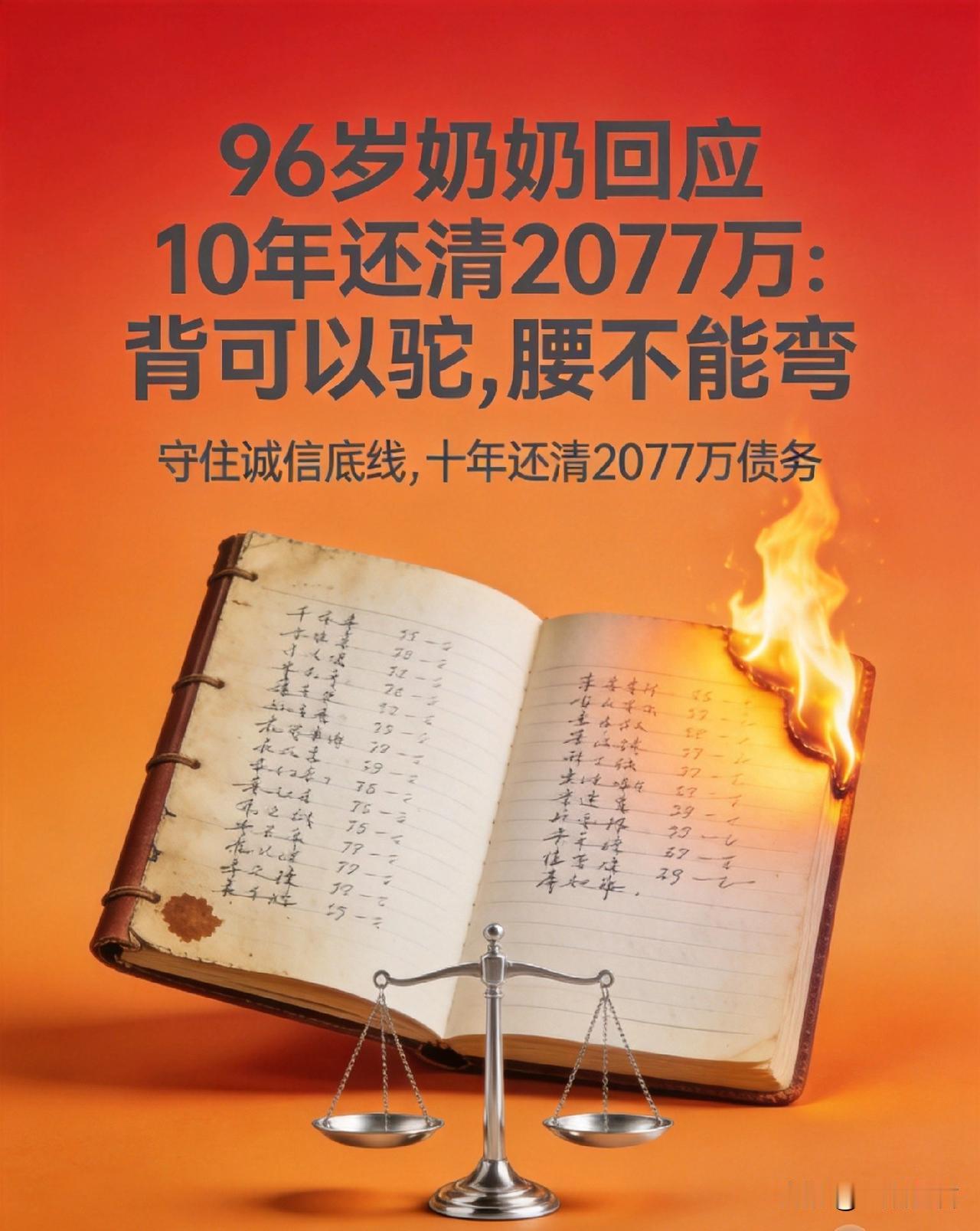 96岁奶奶回应10年还清2077万：背可以驼，腰不能弯
96岁的陈金英接受采访时