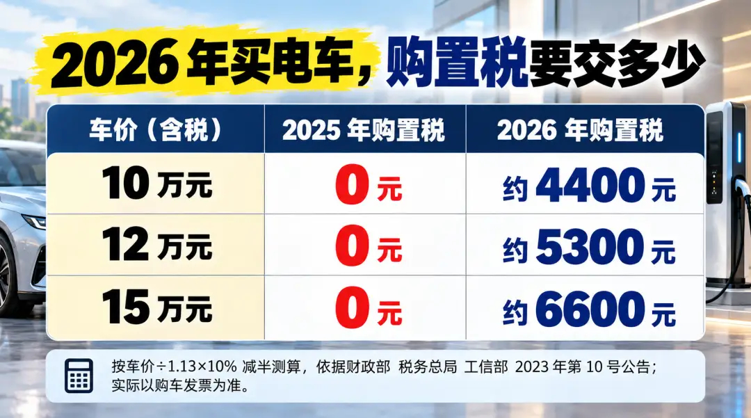 今年买 10-15 万的电车，有个变化很多人还没反应过来：新能源车的购置税，不再