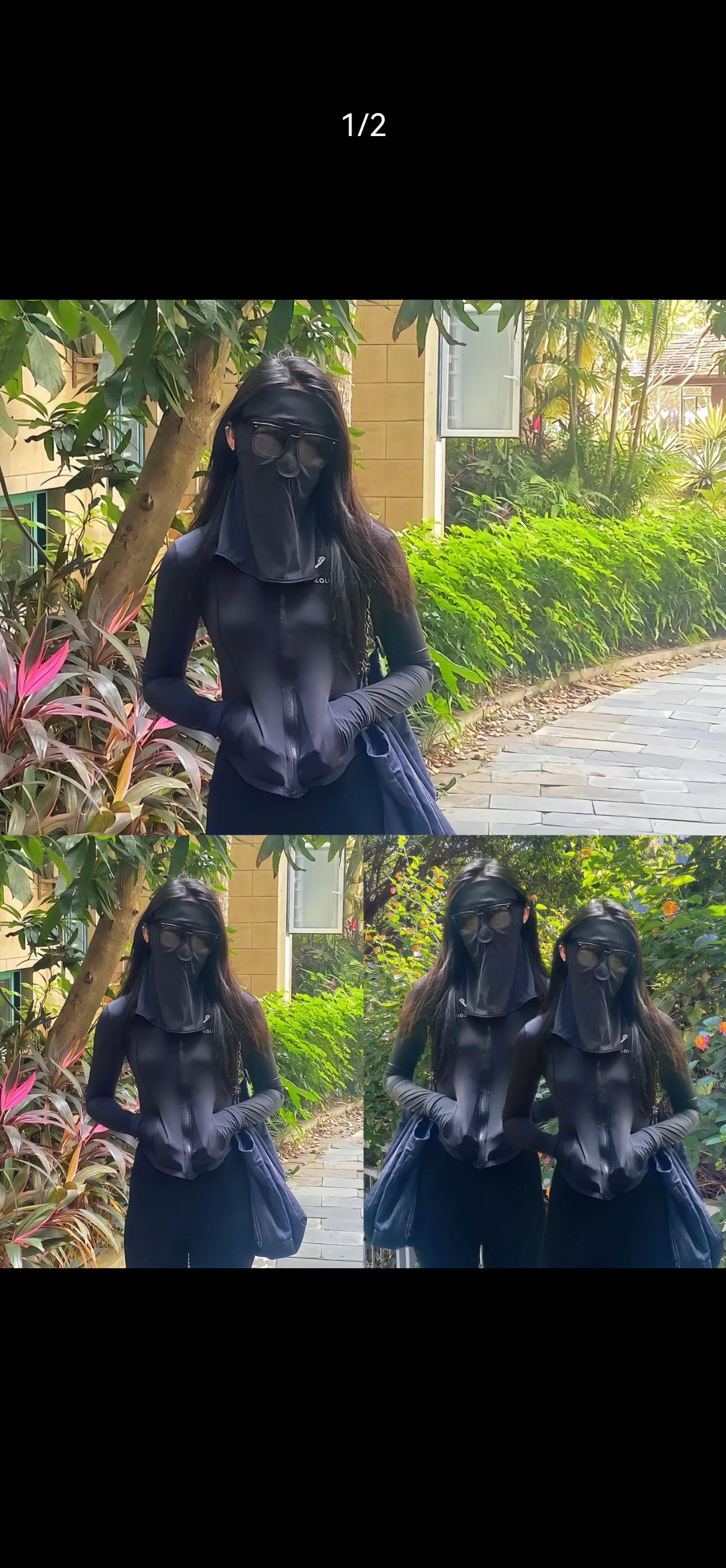 进商场了还"焊死"面罩，这种防晒大可不必了
逛商场，看到有人面罩墨镜焊得死死的，