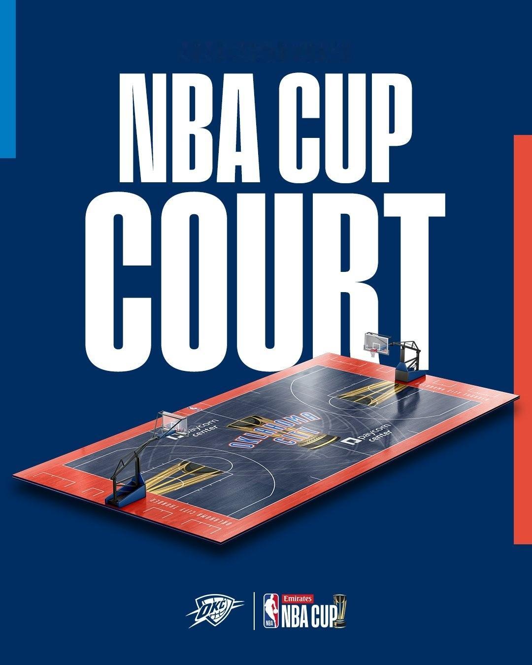 各队NBA杯配色的地板公布雷霆双加时战胜步行者亚历山大55分 ​​​