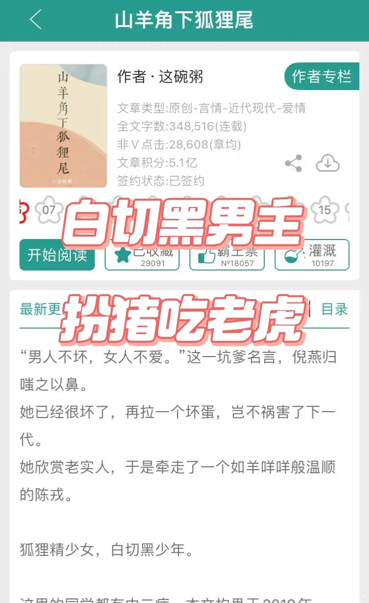 已完结，狐狸精少女，白切黑少年