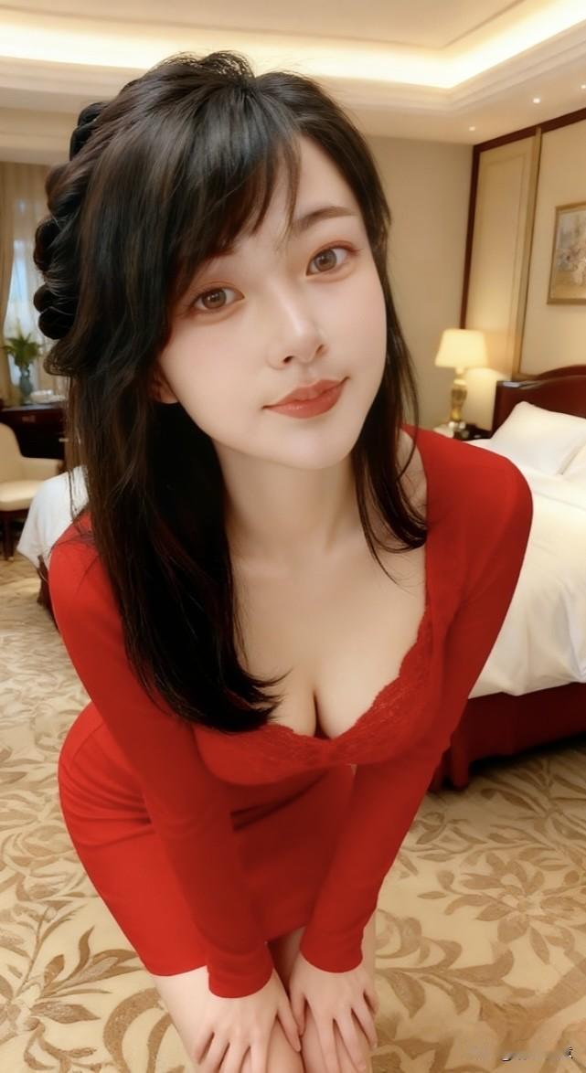 红衣美人梳妆镜，笑靥如花映画屏。