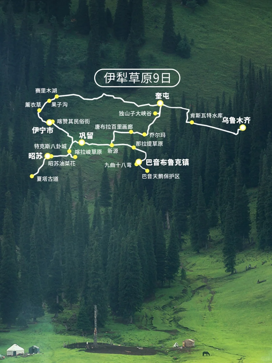全景伊犁，9天纯玩，一次走遍伊犁草原
