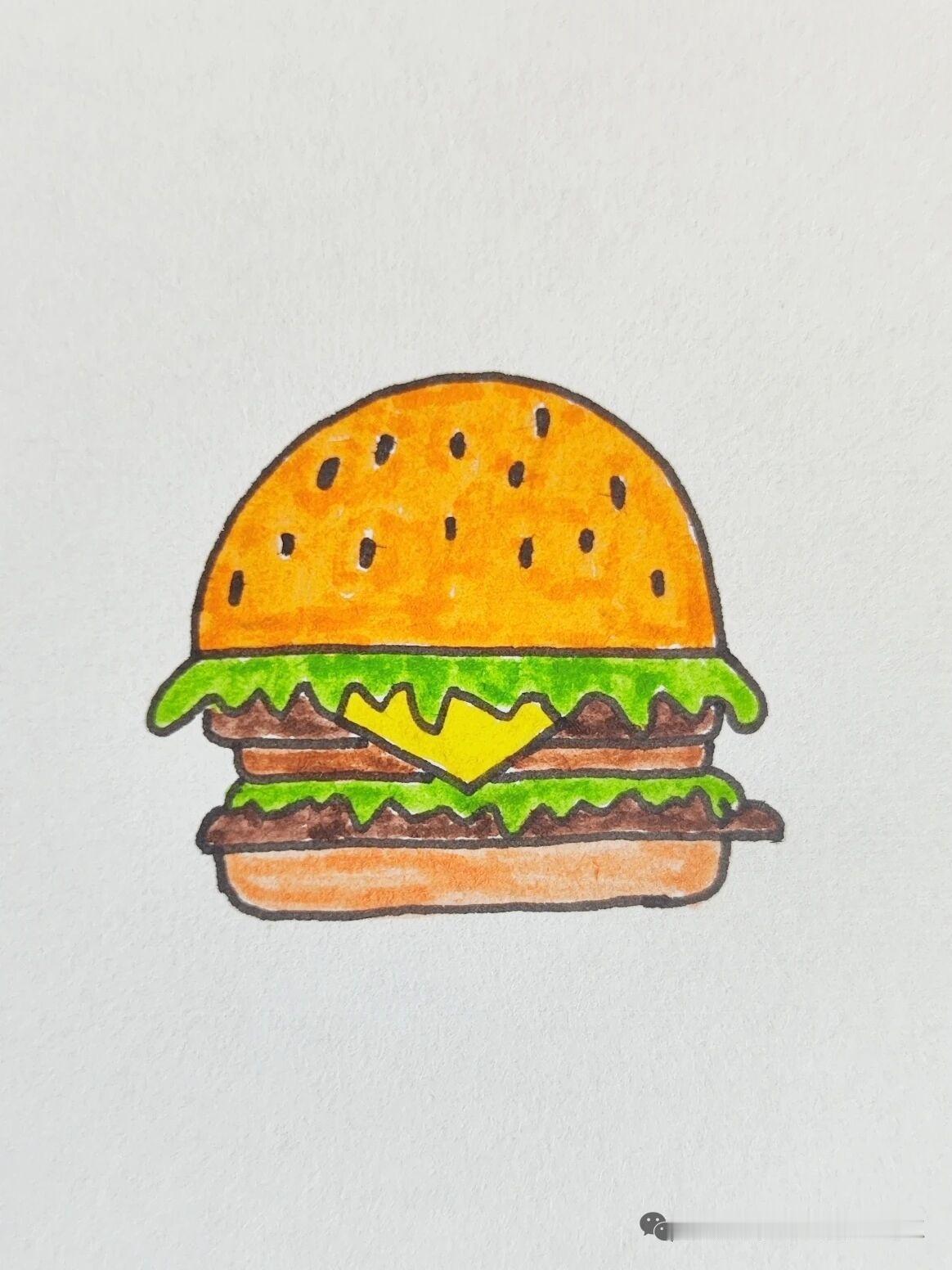 简笔画，大汉堡

简笔手绘画