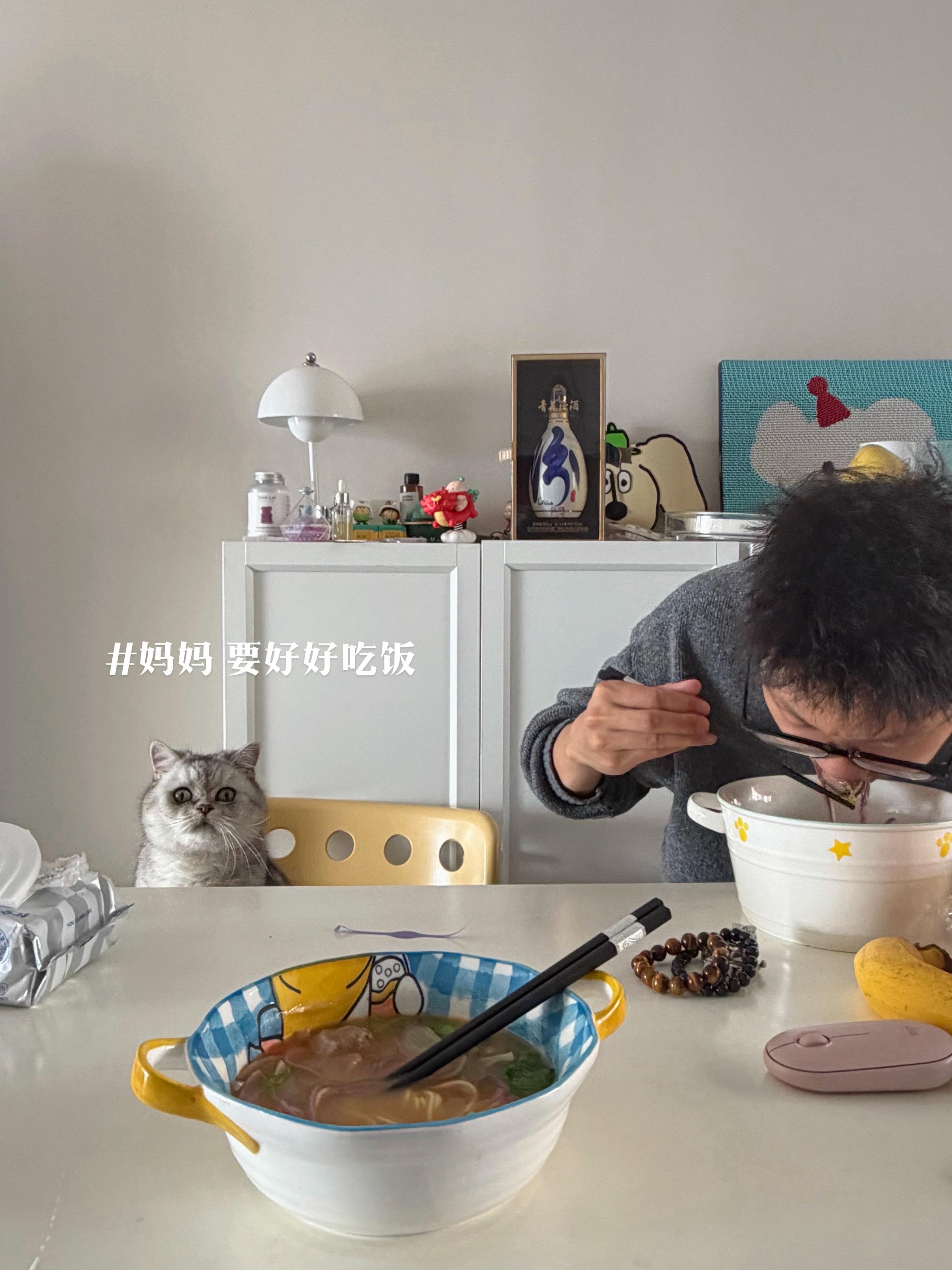 小猫的爱简单又纯粹。那天早上男朋友做了一碗热气腾腾的面条 是我很久违很...