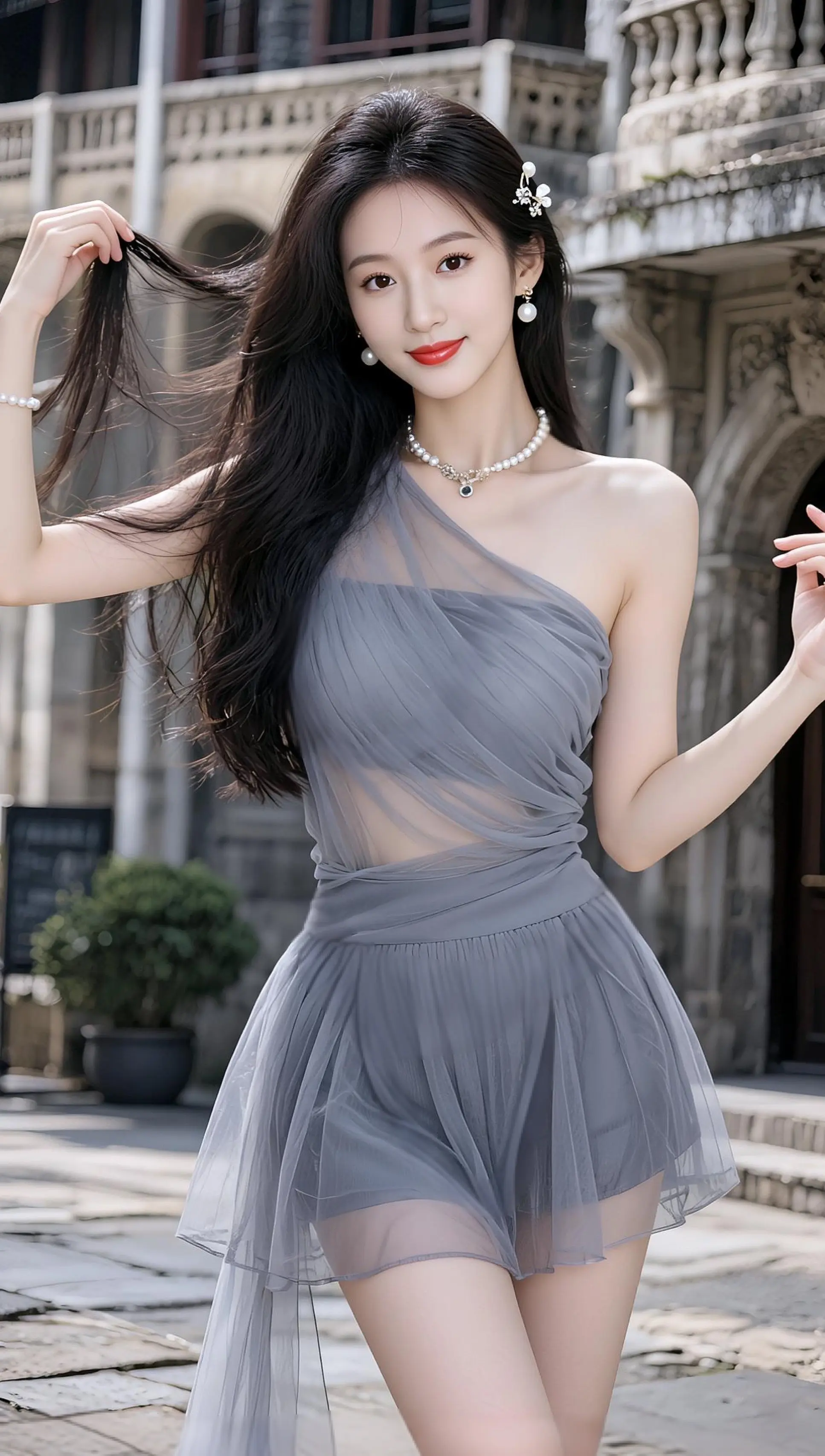 AI单肩纱裙写真 随变ai随便玩