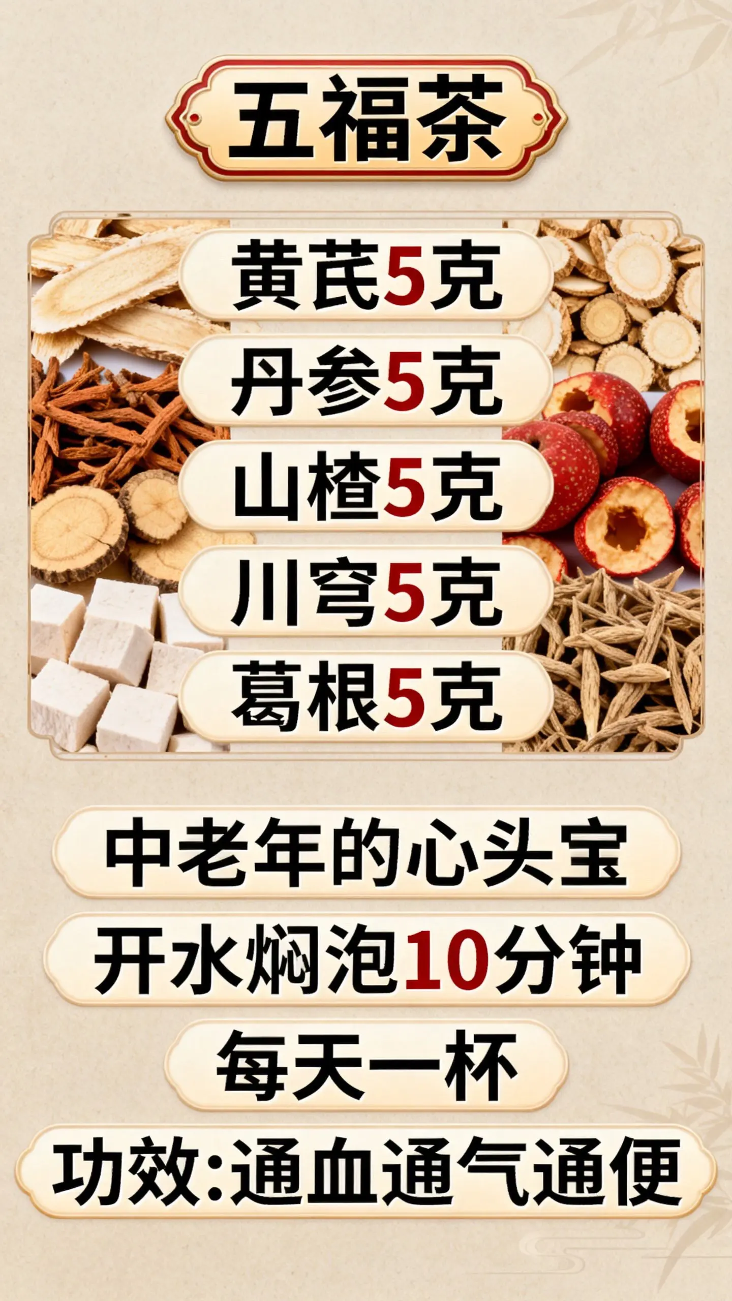 日常囤的一款组合养生花茶，配料搭配很实在，五种原料独立分装，干净看得见...