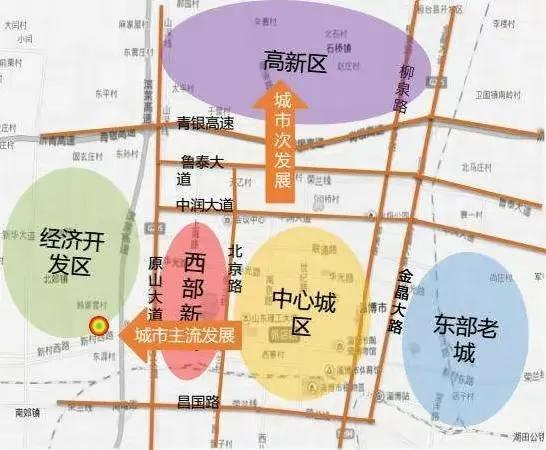 原来大淄博规划淄博经开区向西发展就能把周村张店连成片了。即使是往回加入济南都市圈