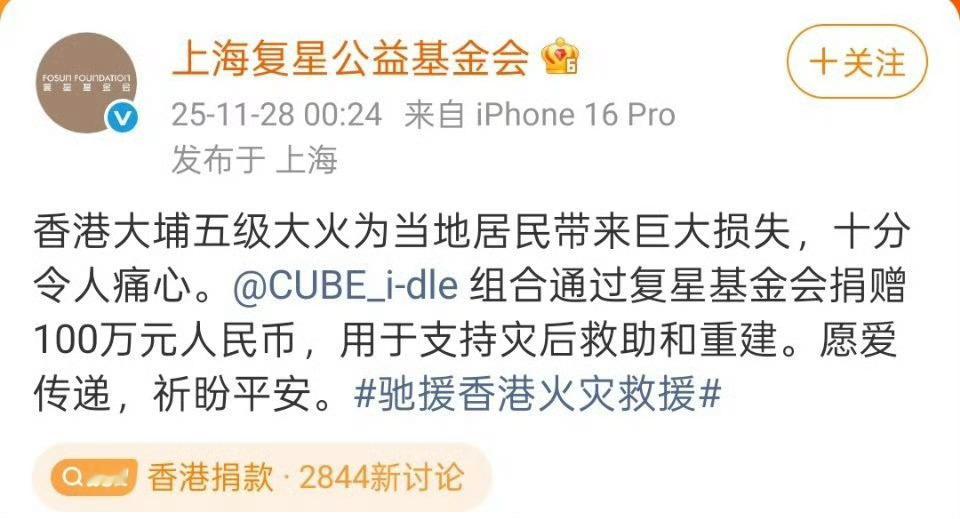 IDLE为香港捐款100万元 