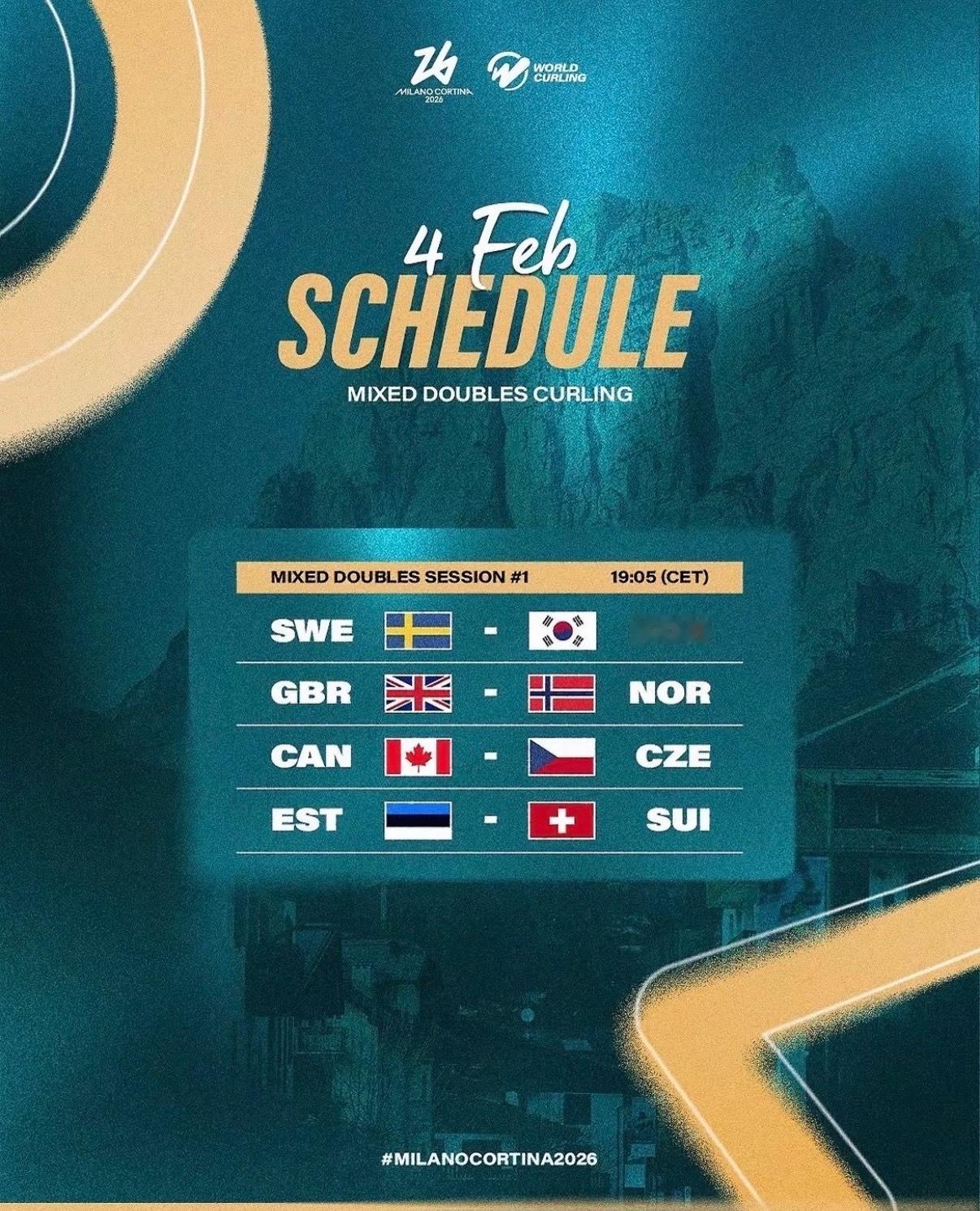 2026米兰-科尔蒂纳冬奥会终于要来了～冰壶混双将在2月5日凌晨2:05开赛米兰