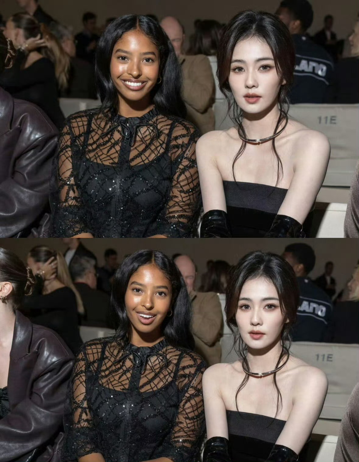 白鹿和科比大女儿同框了！米兰时装周G社生图白鹿与科比大女儿同框看秀 ​​​