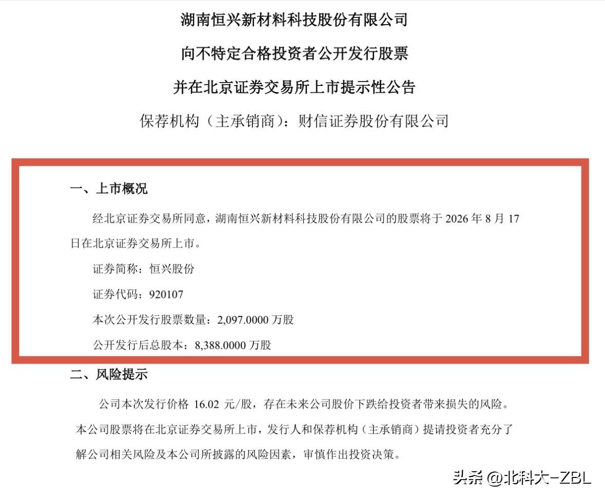 恒兴股份8月17日上市， 能翻倍吗

恒兴股份刚刚发布公告称，公司公开发行的股票