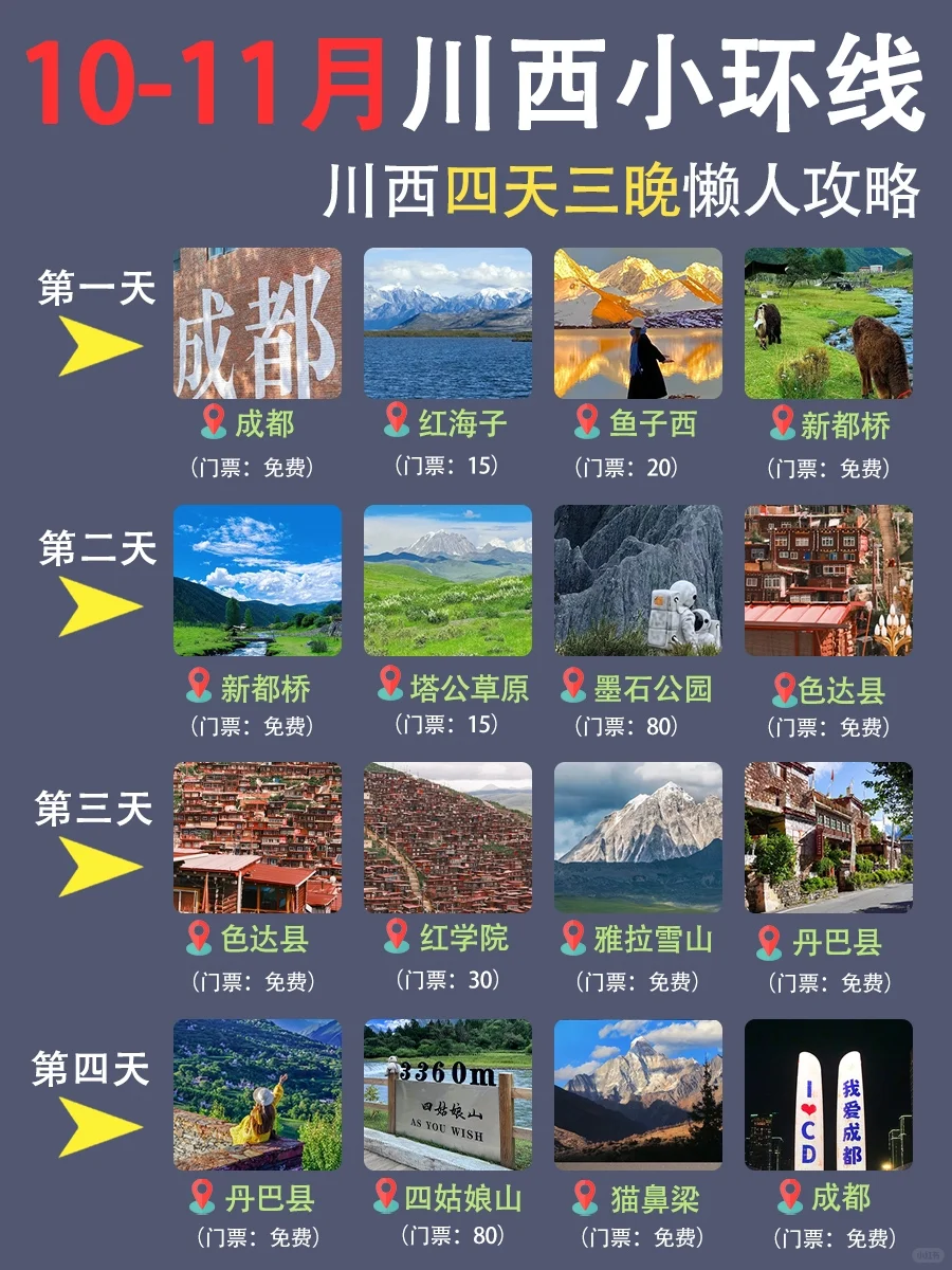 色达四姑娘山✅4天3晚保姆级攻略💥…