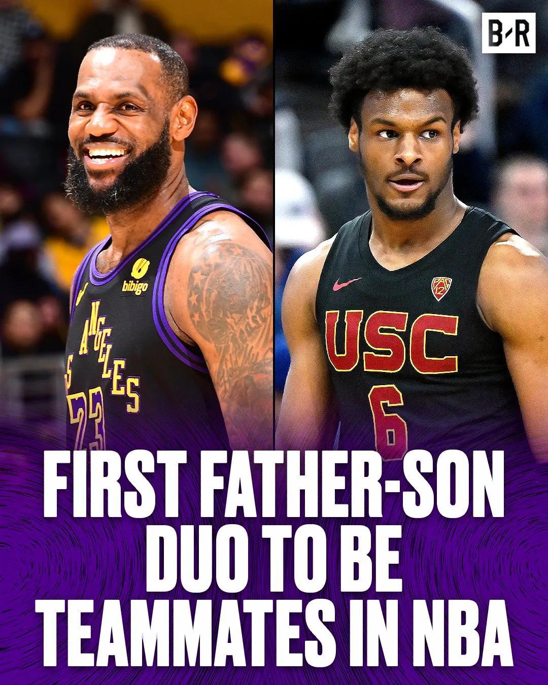 詹姆斯和布朗尼成为NBA历史上第一对在同一个队的父子组合，这将创造一个神迹，相信