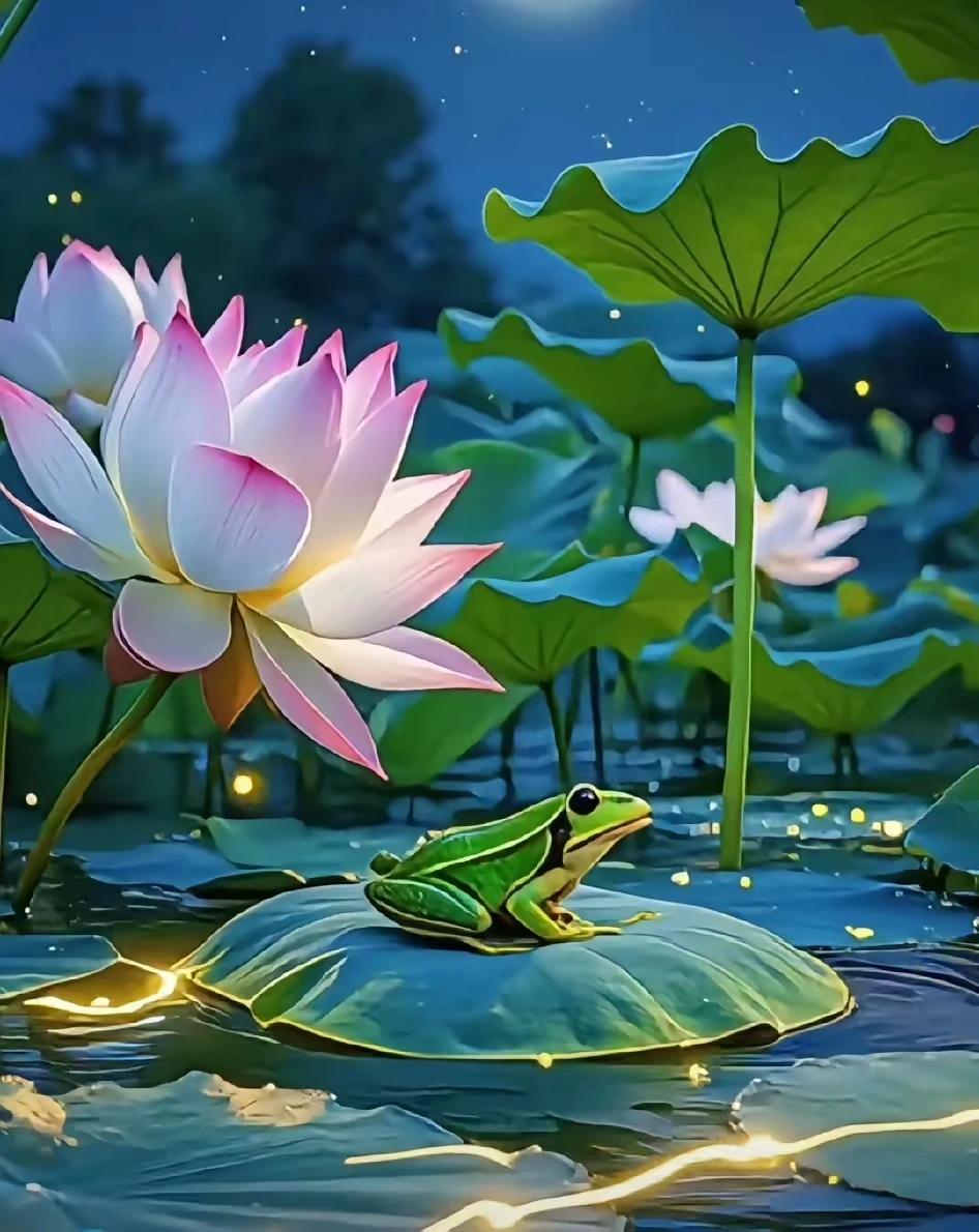 上联：雨润荷花笑
下联:   风摇竹叶清