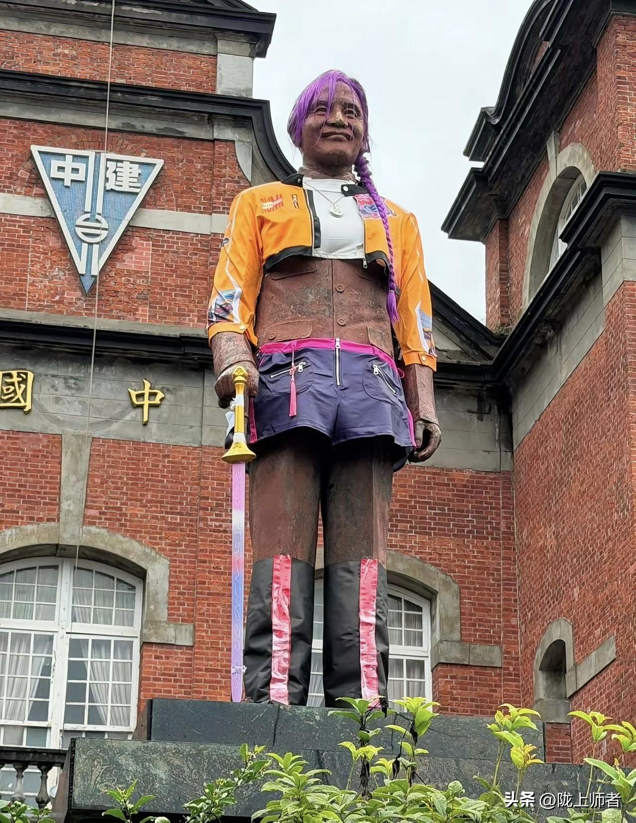 蒋介石的铜像被恶搞，这就是国民党目前在台湾的真实地位的写照。没想到蒋家父子两代人