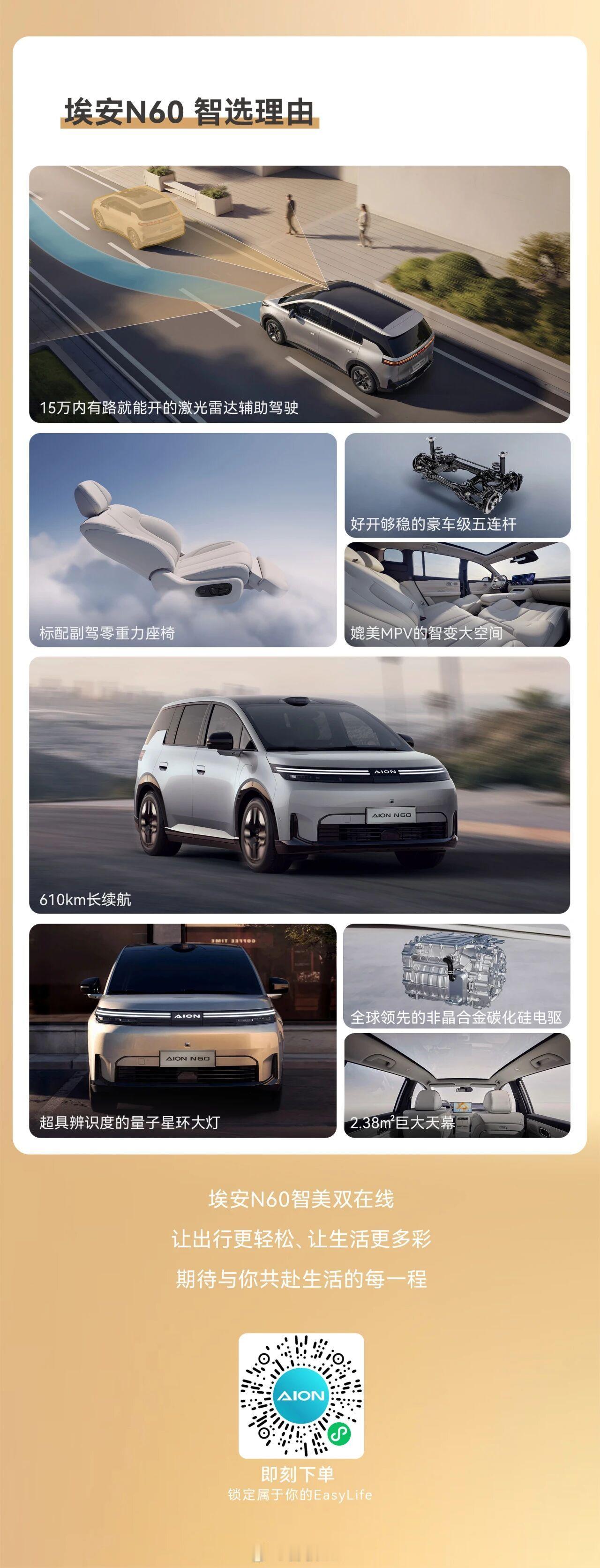 埃安N60昨天发布预售价11.58-13.58万元。我看了下配置这车竟然也标配激