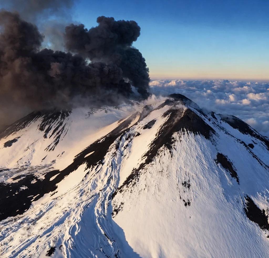 西西里岛埃特纳火山喷发的壮观景象
周六西西里岛埃特纳火山喷发时喷涌而出的巨大火山