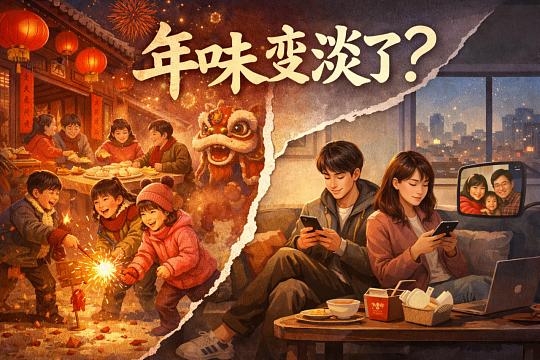 当电子屏幕上的倒计时取代了腊月里一日日手撕的老黄历，当群发的祝福刷过除夕夜空却映