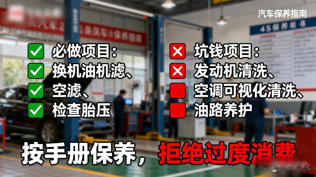 保养别再被4S店坑了！这些项目完全没必要做

发动机清洗、空调可视化清洗、油路养