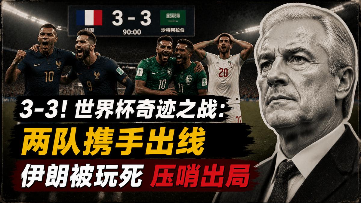 3-3！世界杯奇迹之战：两队携手出线 伊朗被玩死 压哨出局
北京时间6月28日，