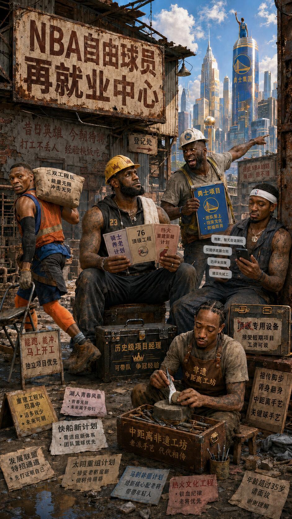 NBA总裁希望詹姆斯尽快决定 以前都是大人物，现在只能路边趴活。詹姆斯还在“挑”