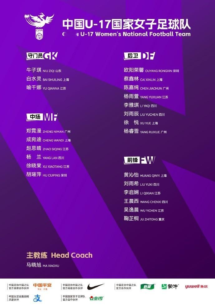 #U17女足亚洲杯名单#U17女足公布U17女足亚洲杯23人名单，马晓旭挂帅，黄