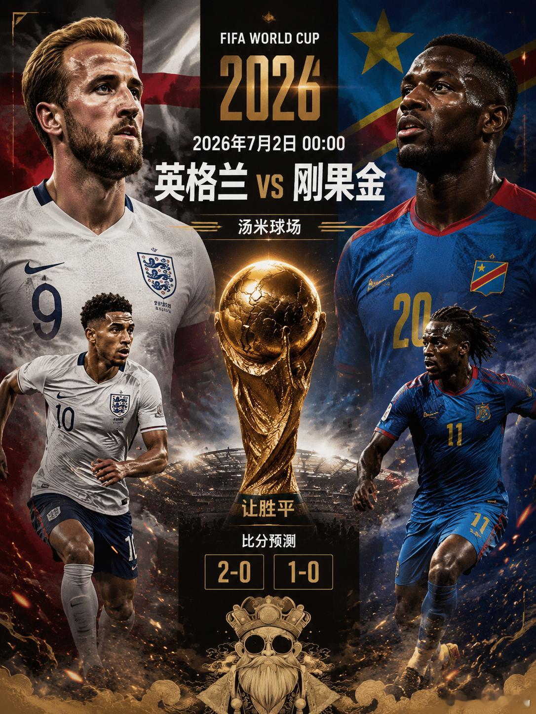 大家好，我是汤米，今天给大家继续分享一场世界杯1/16决赛干货：英格兰vs刚果金