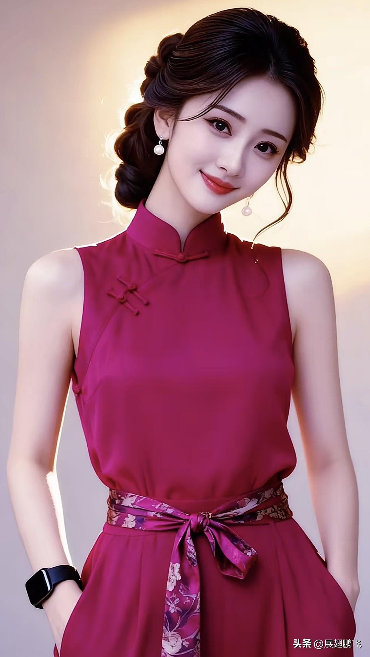 红衣美人，笑靥如花。红衣花裙少女 红衣温柔少女 玫瑰红装美女 红衣温柔少女 玫瑰
