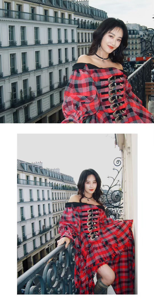 蓝盈莹在巴黎街头被拽走蓝盈莹在巴黎街头拍的东方神女当东方神女邂逅巴黎铁塔，蓝盈莹