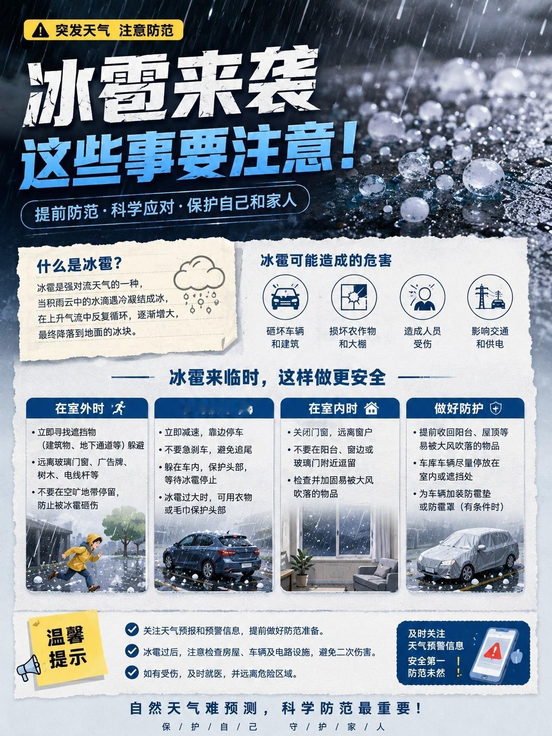 杭州突降冰雹上一秒还是闷热高温，转瞬乌云压境，冰雹骤降。强对流天气来得迅猛，出行