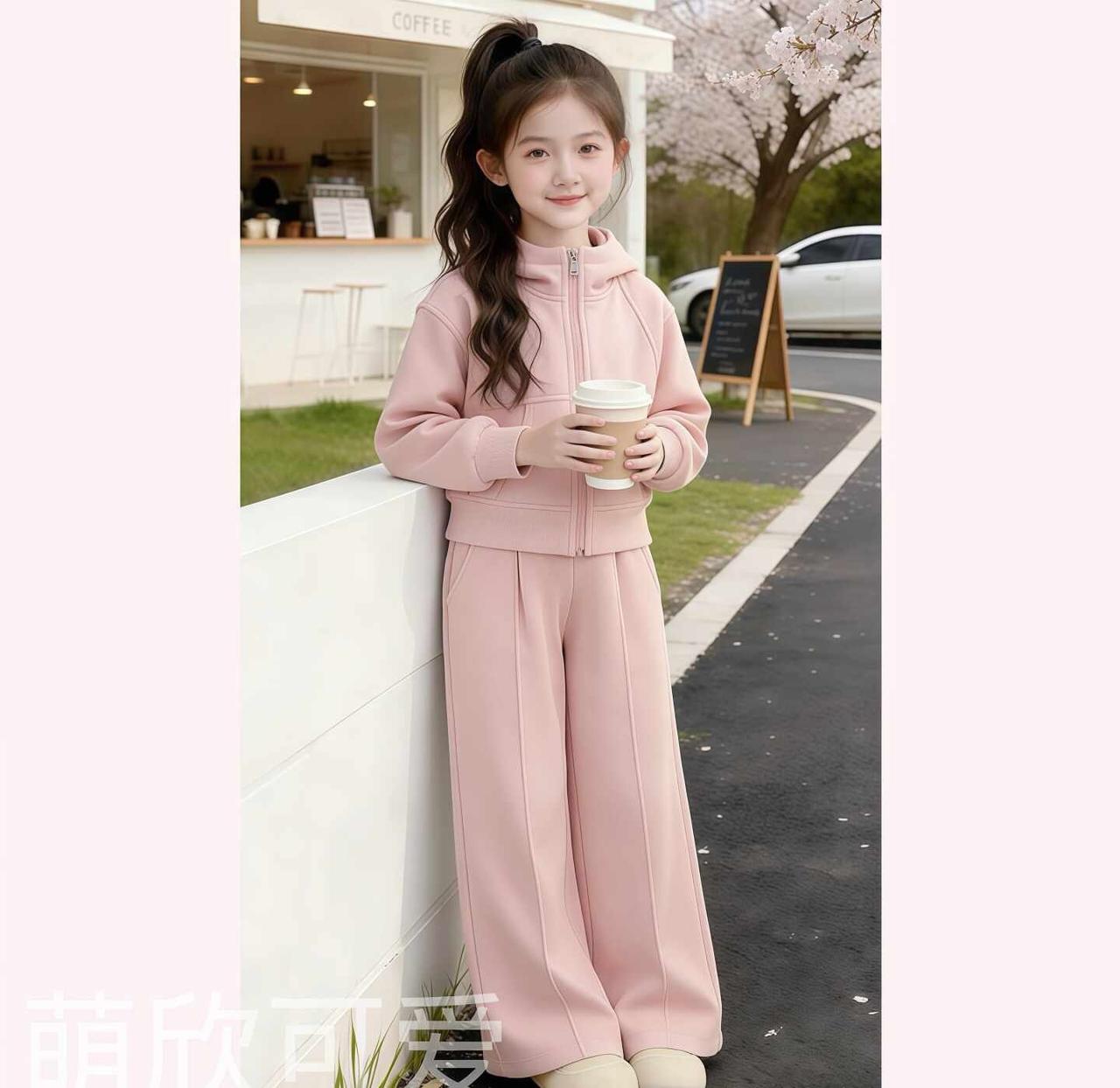 🍂女童春日穿搭｜天鹅绒套装好温柔
最近给娃入了这套粉色天鹅绒套装，真的太适合春