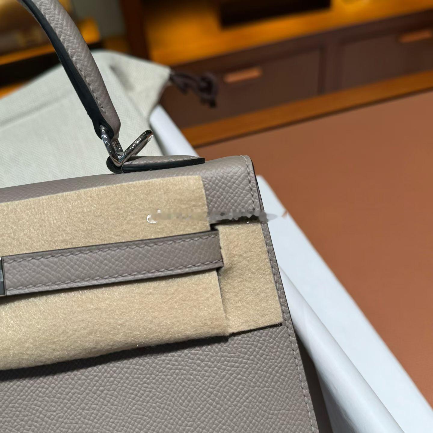 Kelly25 外缝 Epsom皮 M8沥青灰 银扣爱马仕hermes
