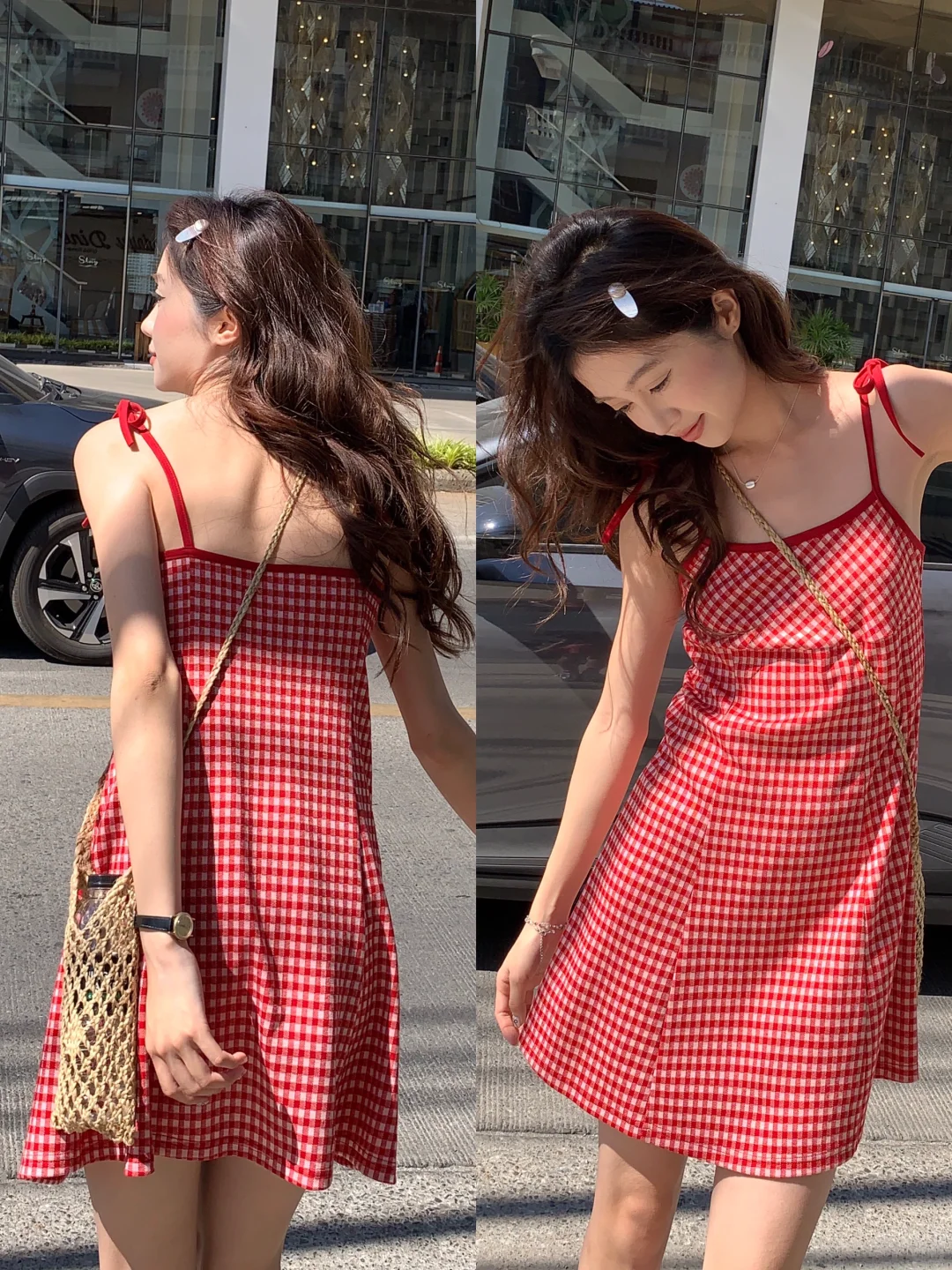 OOTD｜好喜欢小红格子吊带裙🍄