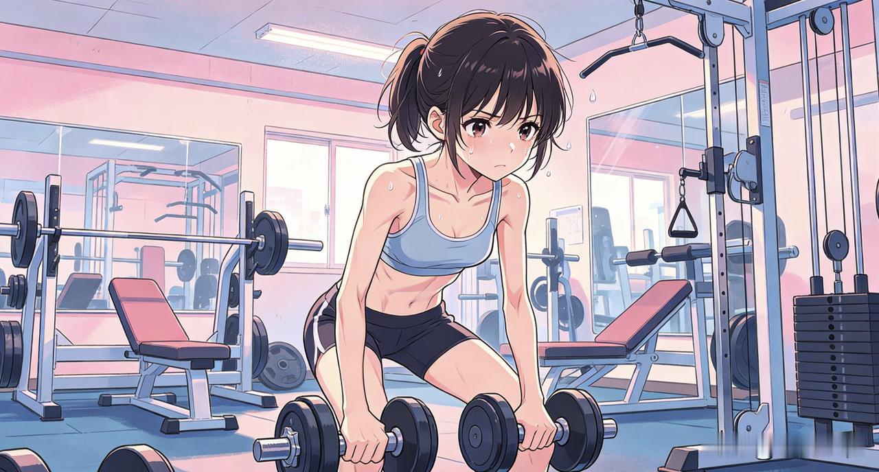 在健身房碰到一个小姑娘
很瘦很瘦，皮包骨的状态
给人一种要折了的感觉
体态也不好