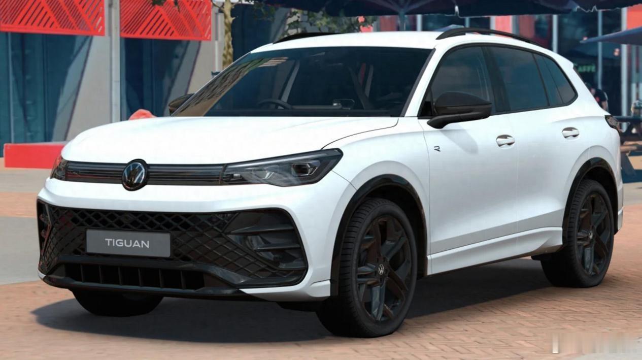 大众Tiguan黑化版  官图发布。新车基于 Tiguan R-Line 打造，
