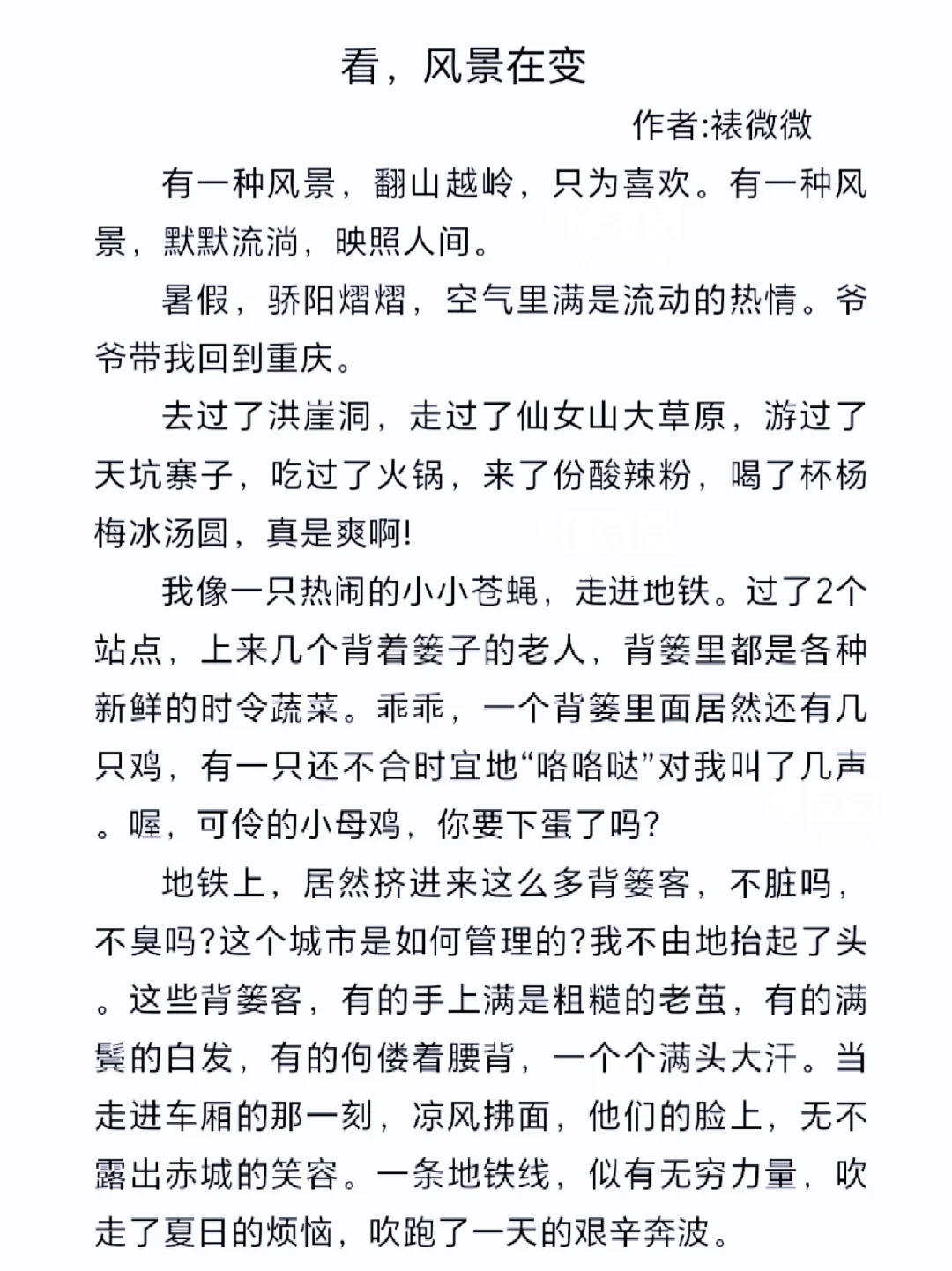 24年深圳中考作文《看，风景在变》，社会类
