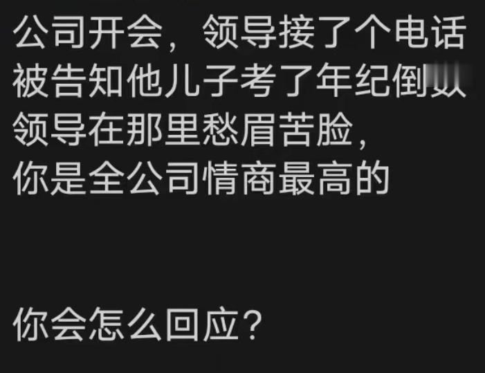 公司开会，领导接了个电话被告知他儿子考了年纪倒数领导在那里愁眉苦脸，你是全公司情