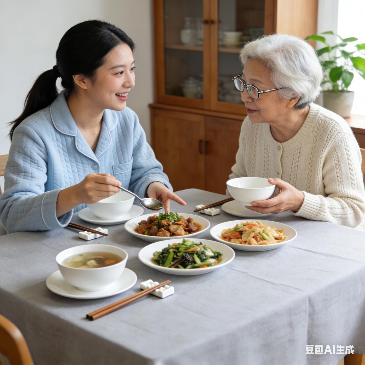 中午“碰头时间”聊点啥？

中午到家，今天还是我跟婆婆两个人吃饭。

婆婆已经把