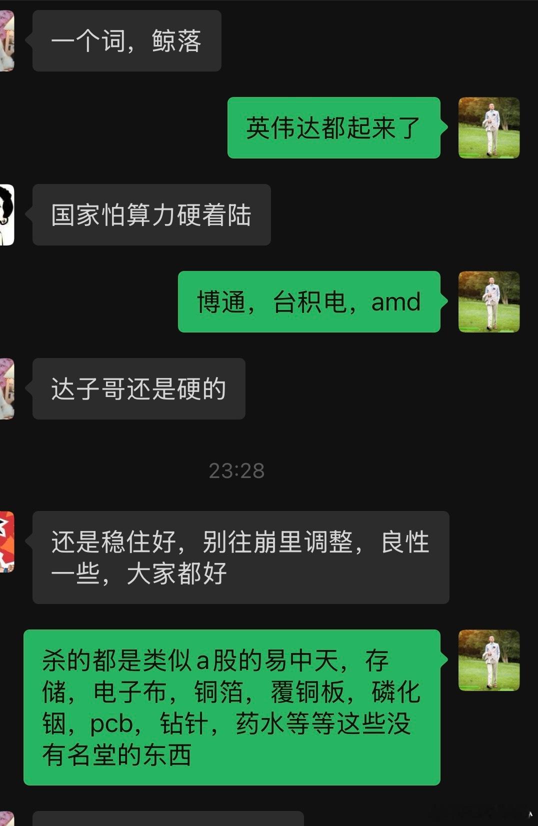 看了下美股，英伟达也起来了台积电，amd也没咋跌，博通最近也很稳。杀的都是之前暴