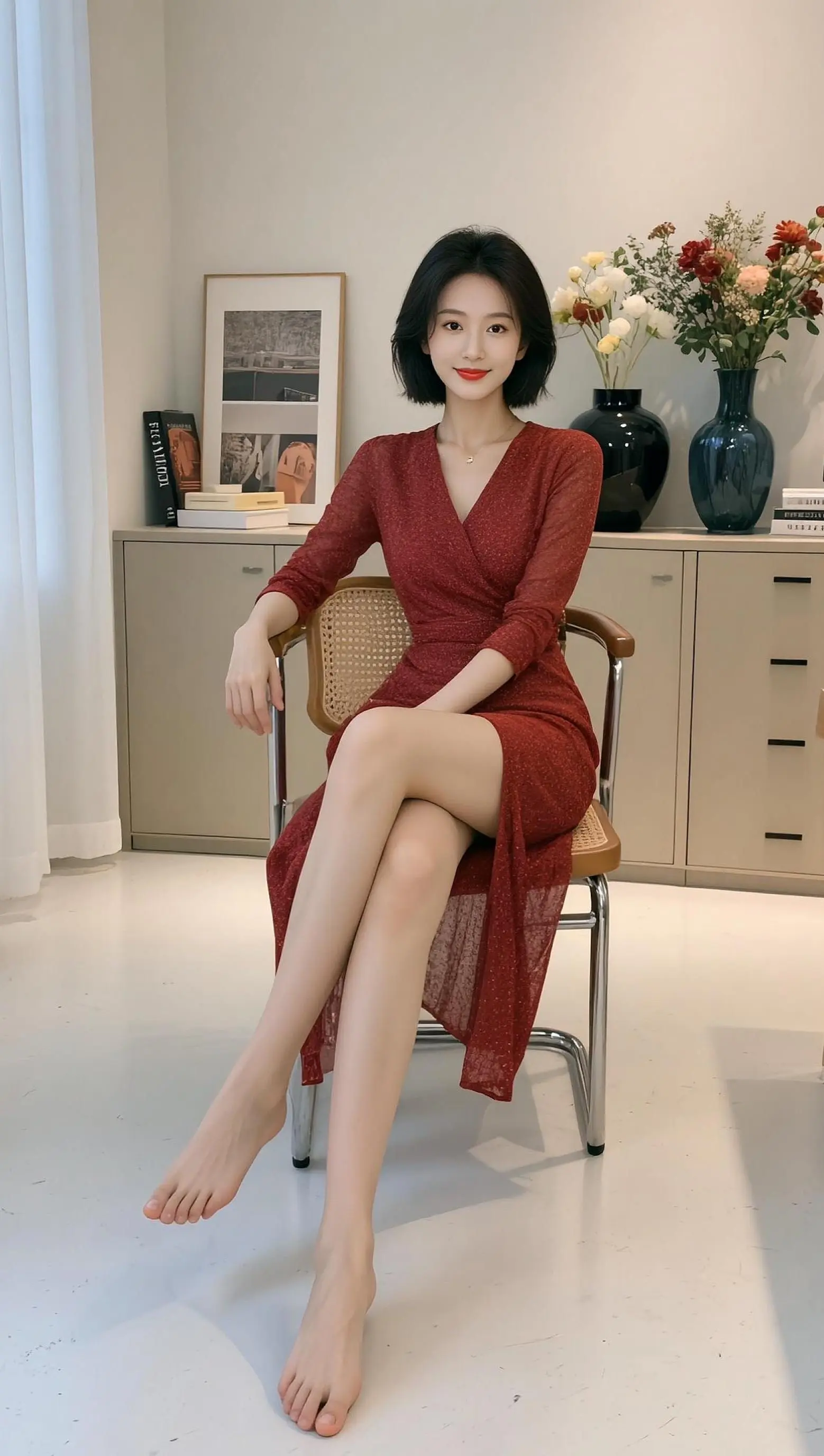 AI优雅红裙写真 ai创作