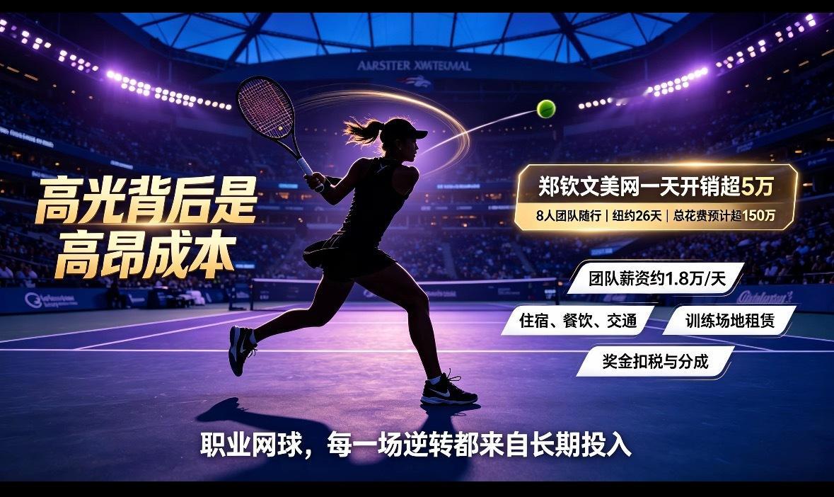 郑钦文美网一天烧掉5万郑钦文郑钦文美网赛场上演史诗级逆转的同时，职业网球高昂的参