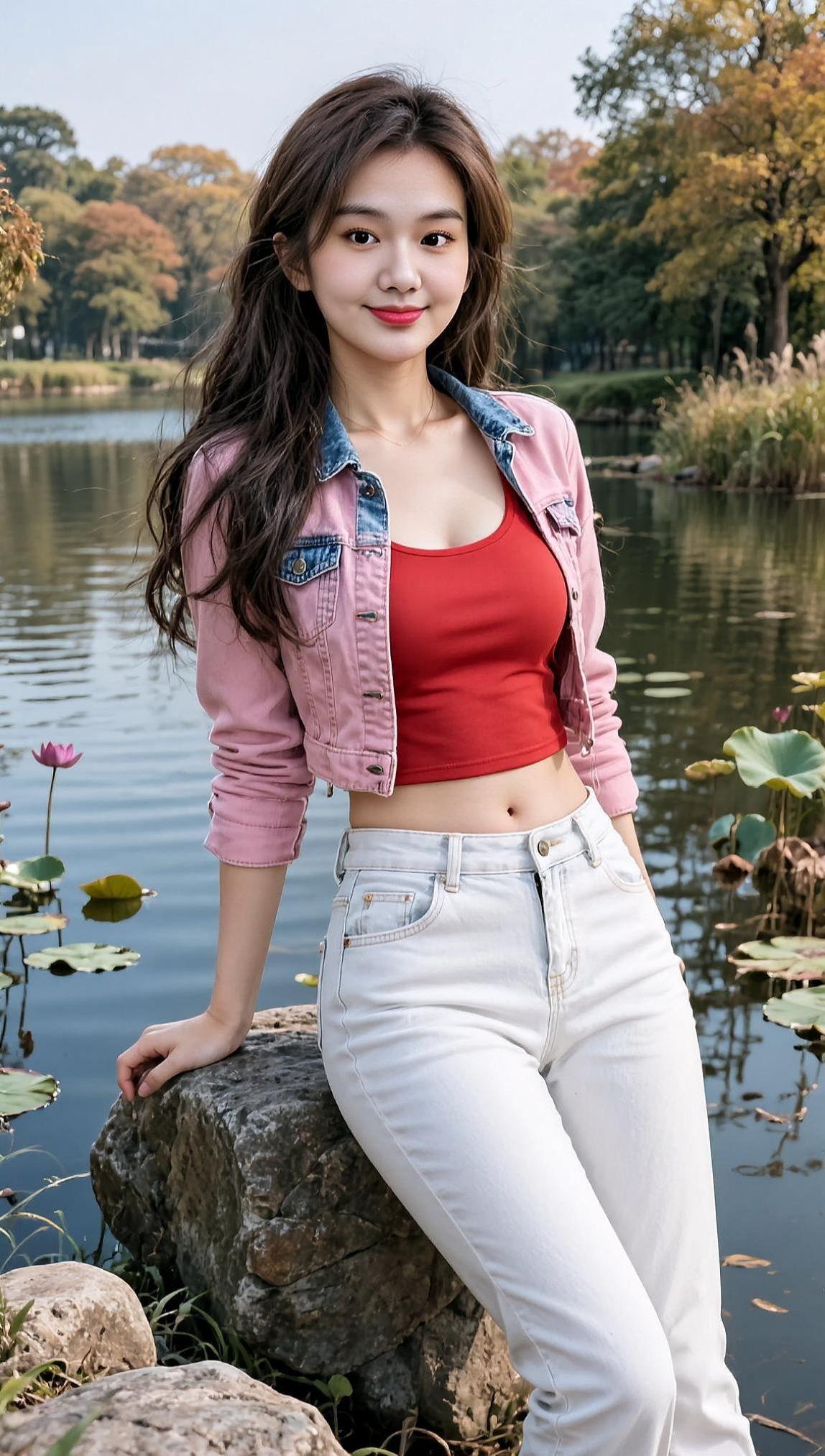 AI秋湖美人写真