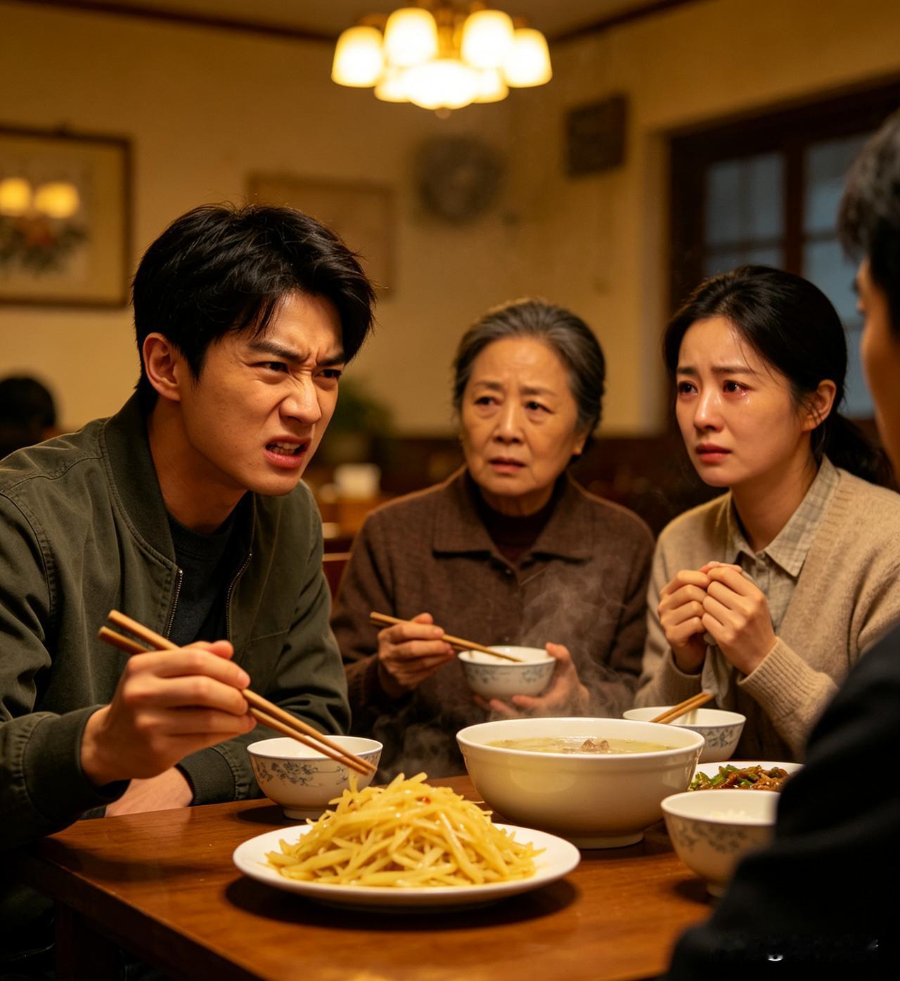 你娶的是老婆，不是厨子。男子嫌妻子做饭难吃，摔了筷子要离婚。他母亲只说了一句话，