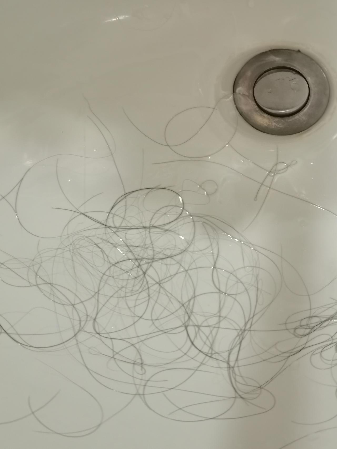 头发又掉了不少，当年的厚头发，咋就越来越稀了？
 
早上梳完头，看着洗手池里这团