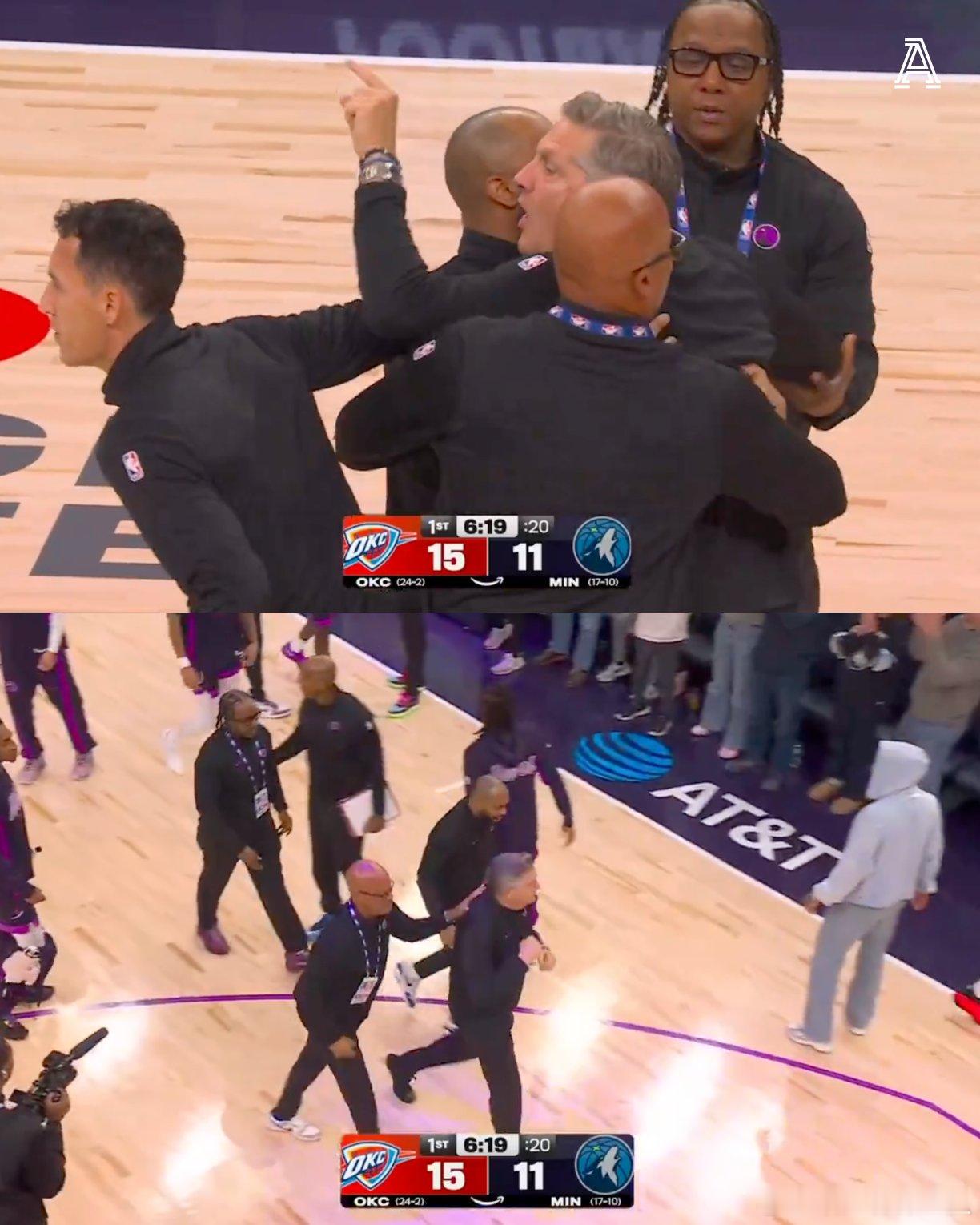 芬奇怒喷裁判被驱逐 比赛第一节进行一半，芬奇连续怒喷裁判被驱逐，看得出来芬奇是非