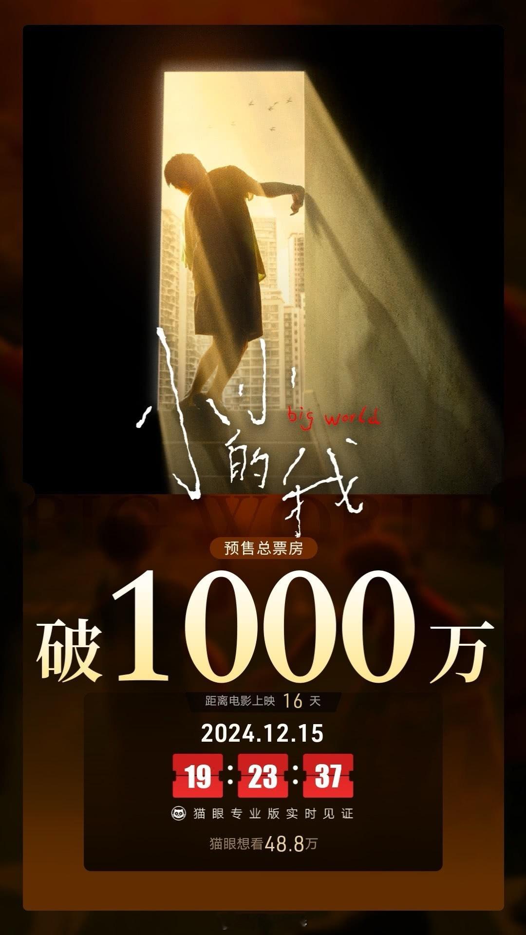 小小的我预售票房破1000万 恭喜🍻《小小的我》距离正式上映前16天，点映及预